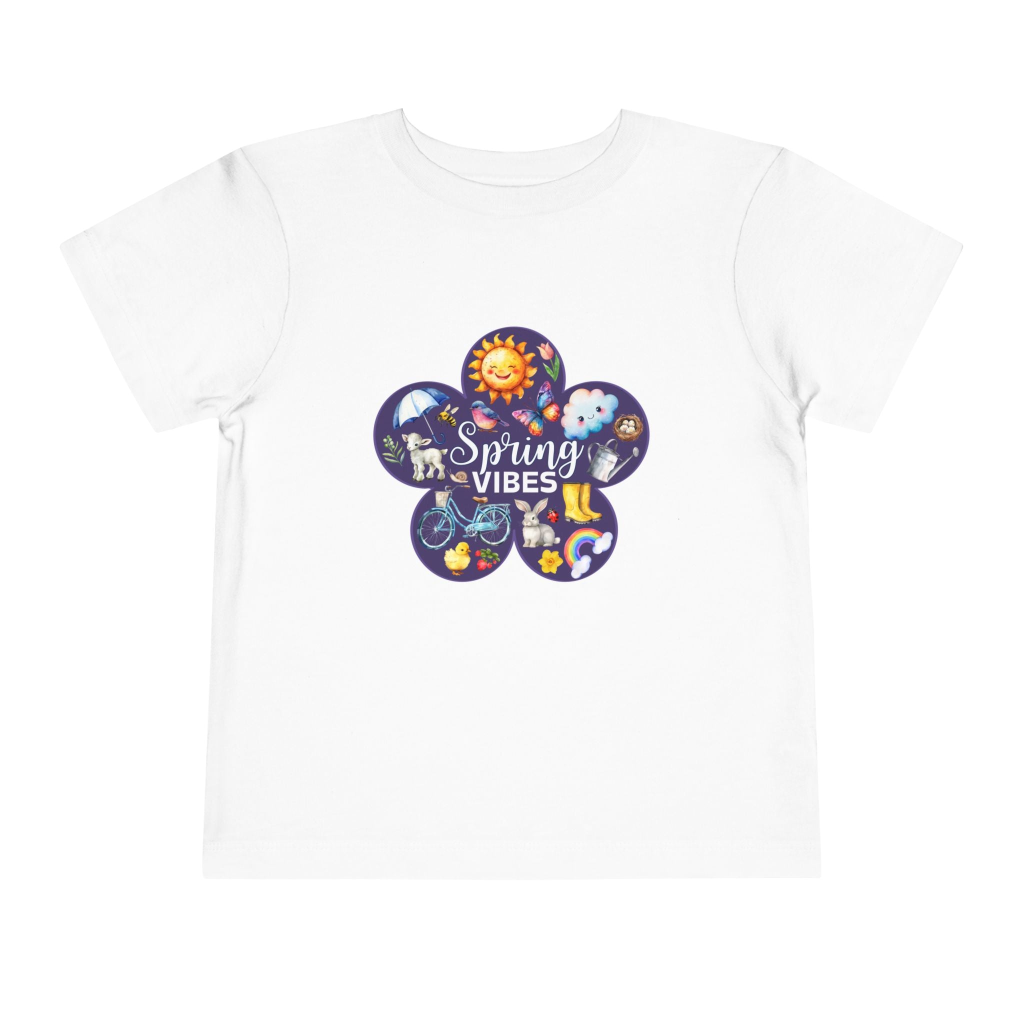 Toddler "Spring Vibes" Purple Bloom Unisex Short Sleeve Tee