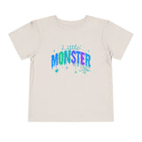 Toddler "Little Monster" Halloween Short Sleeve Tee in Blues and Greens