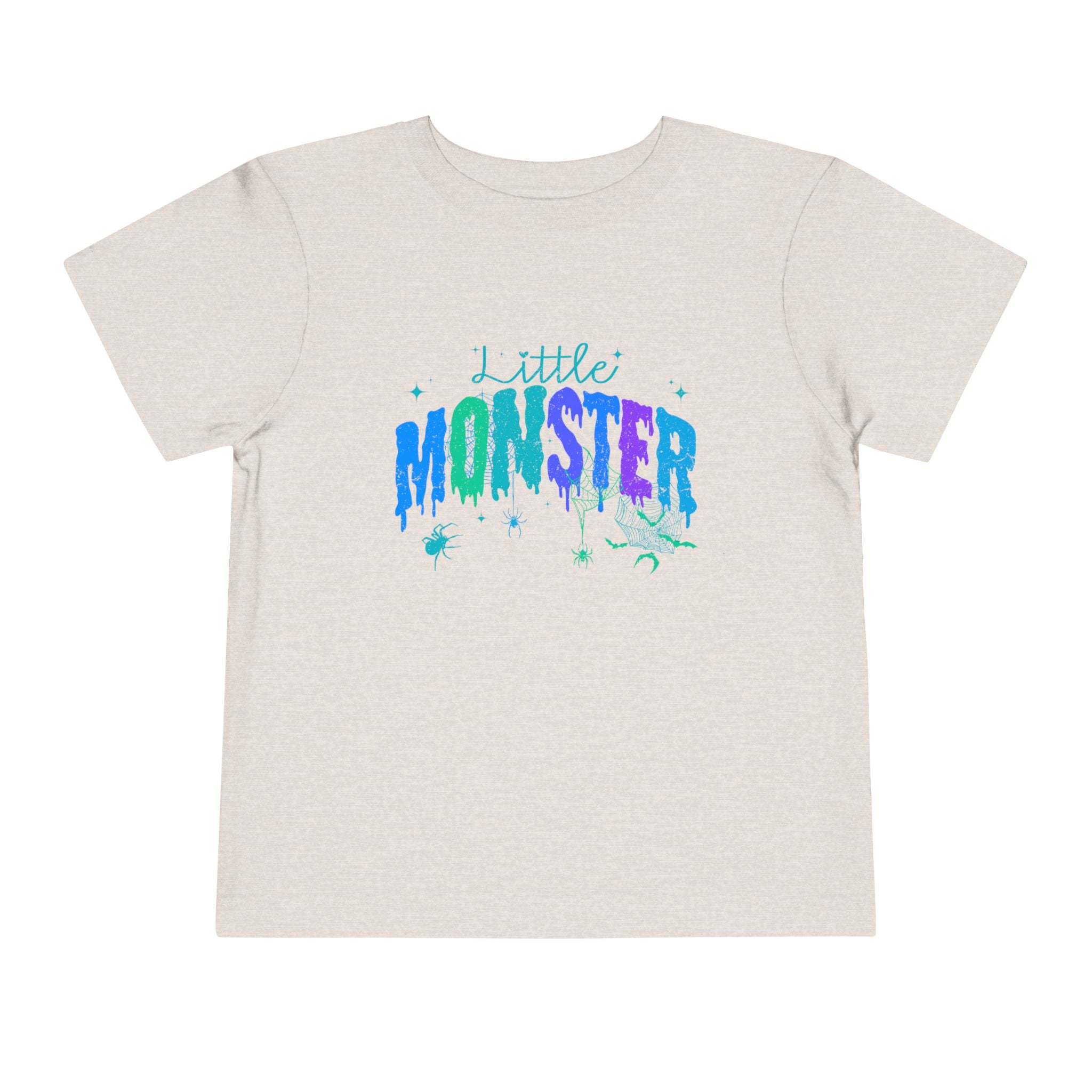 Toddler "Little Monster" Halloween Short Sleeve Tee in Blues and Greens