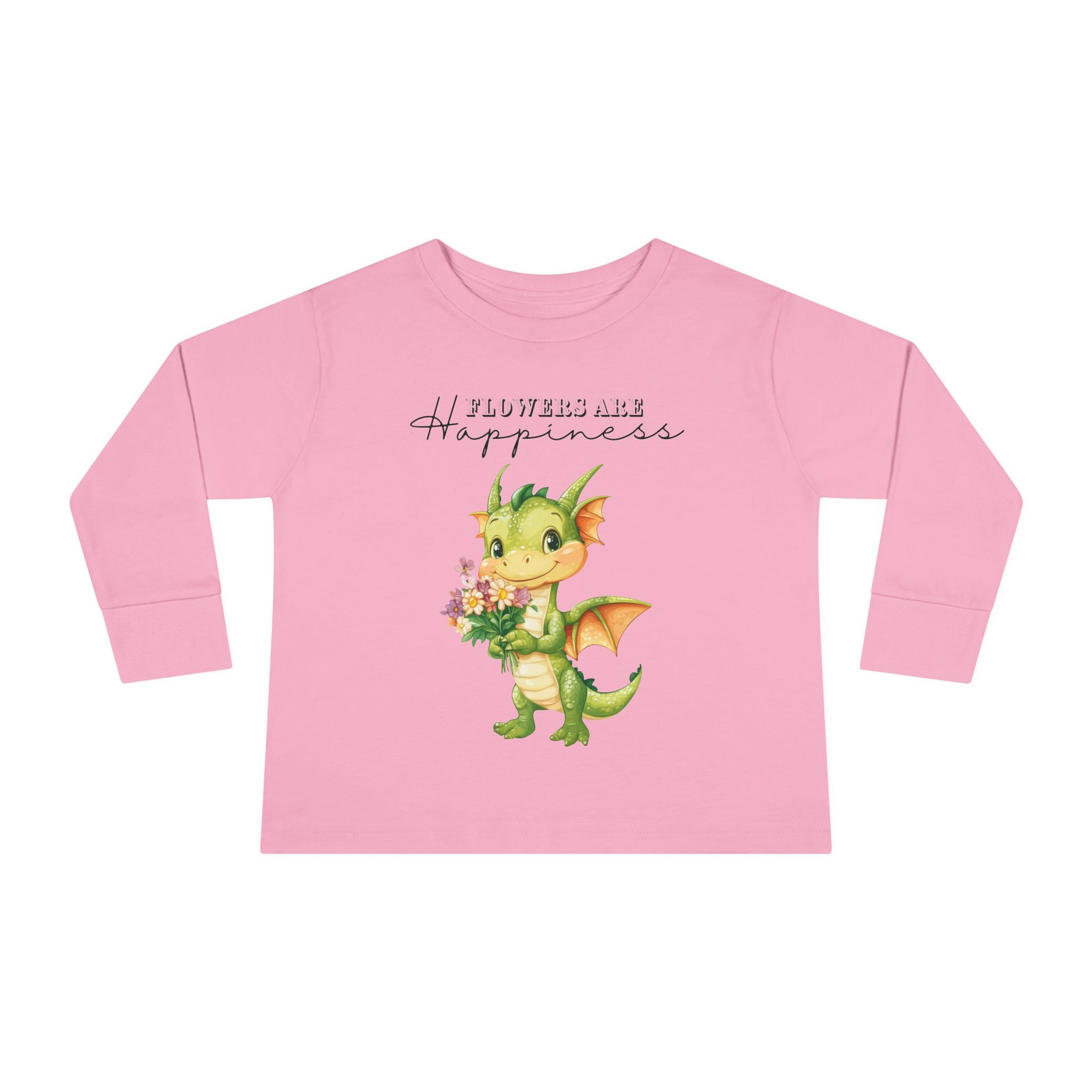 Toddler "Flowers are Happiness" DRAGO Long Sleeve Tee
