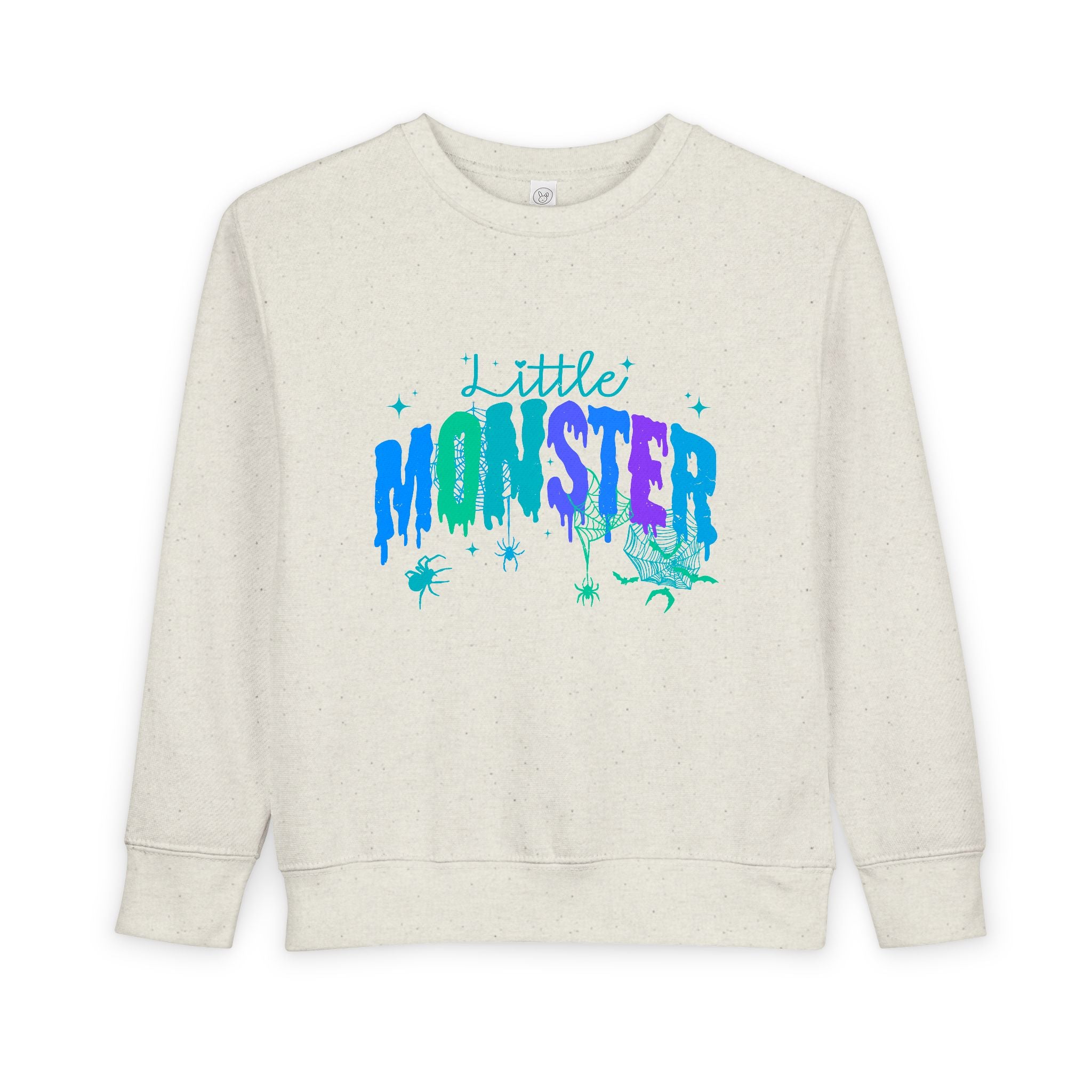 Toddler "Little Monster" Halloween Sweatshirt in Blues and Greens