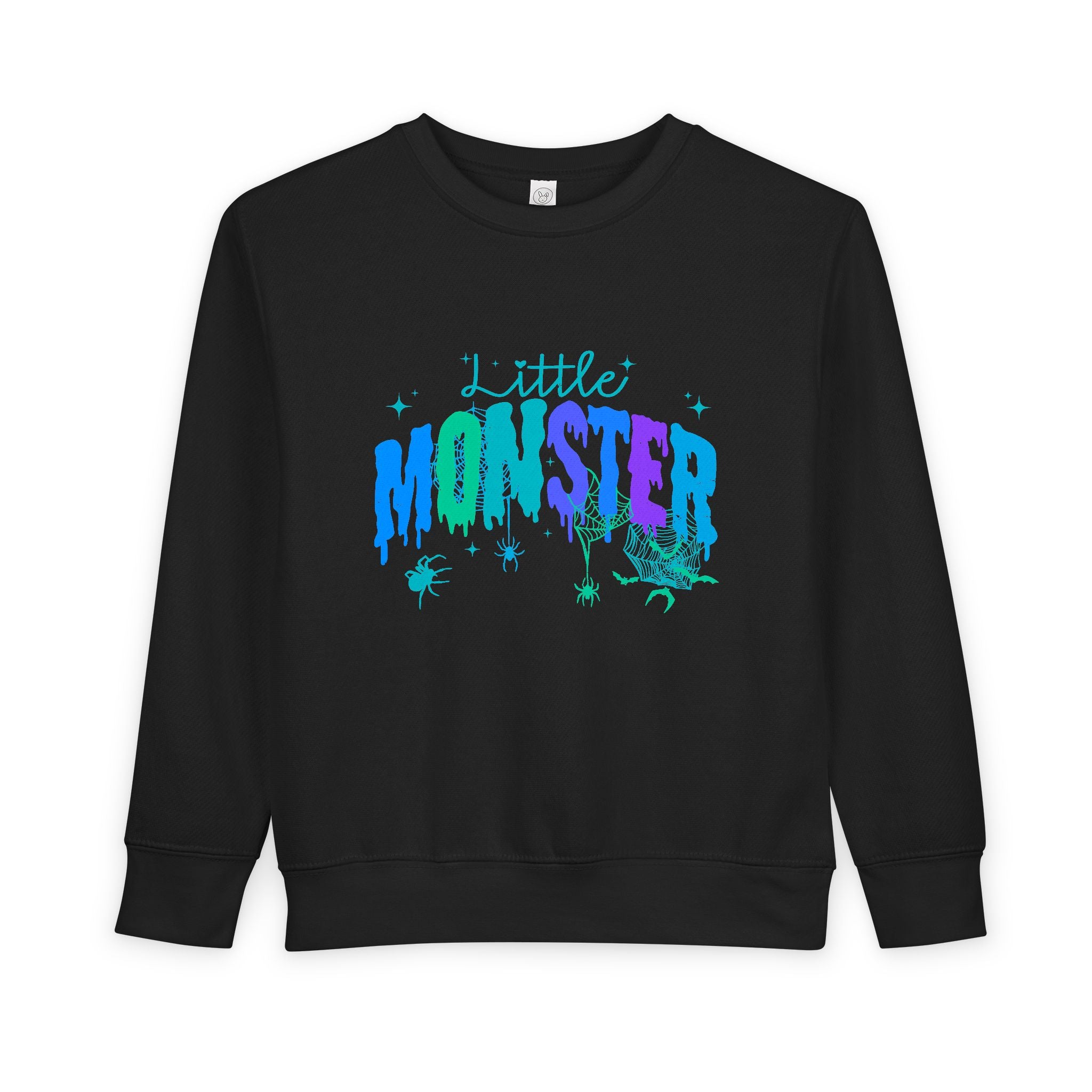 Toddler "Little Monster" Halloween Sweatshirt in Blues and Greens