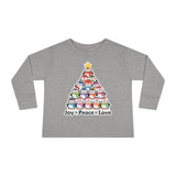 "Joy Peace Love" Toddler Christmas Shirt - Cozy Long Sleeve Holiday Tee With Penguin Design