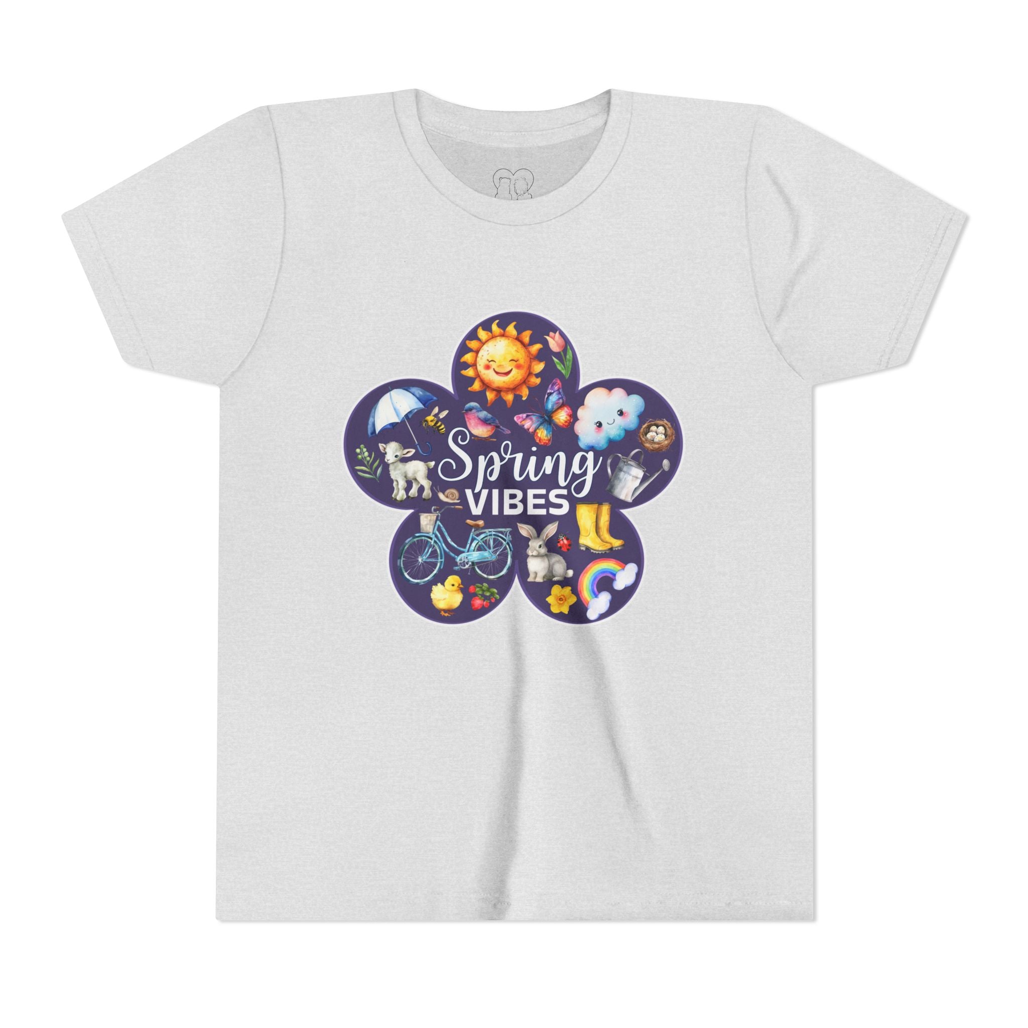 Kids "Spring Vibes" Purple Bloom Unisex Short Sleeve Tee
