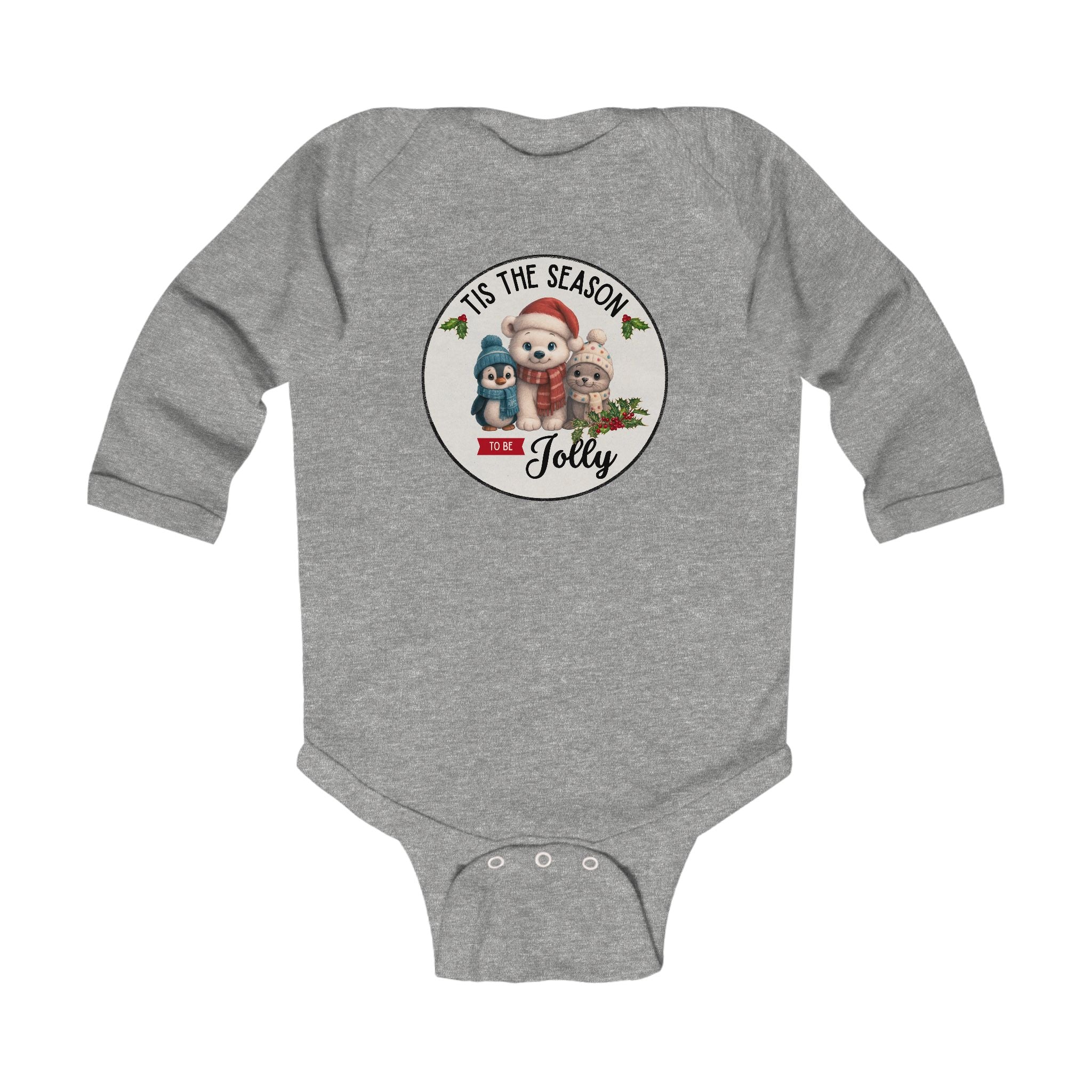 "Tis The Season to be Jolly" Baby Long Sleeve Bodysuit