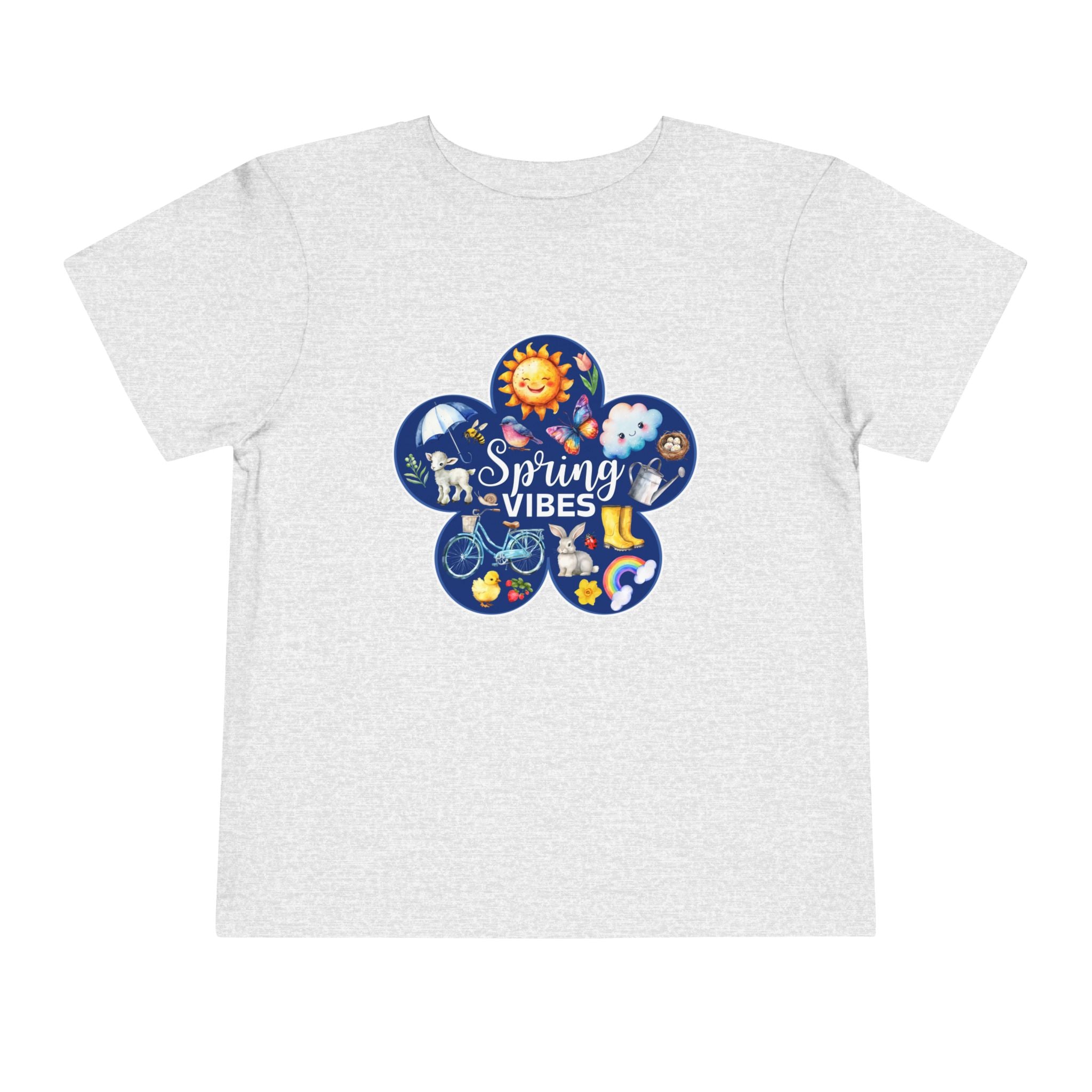 Toddler "Spring Vibes" Blue Bloom Short Sleeve Tee