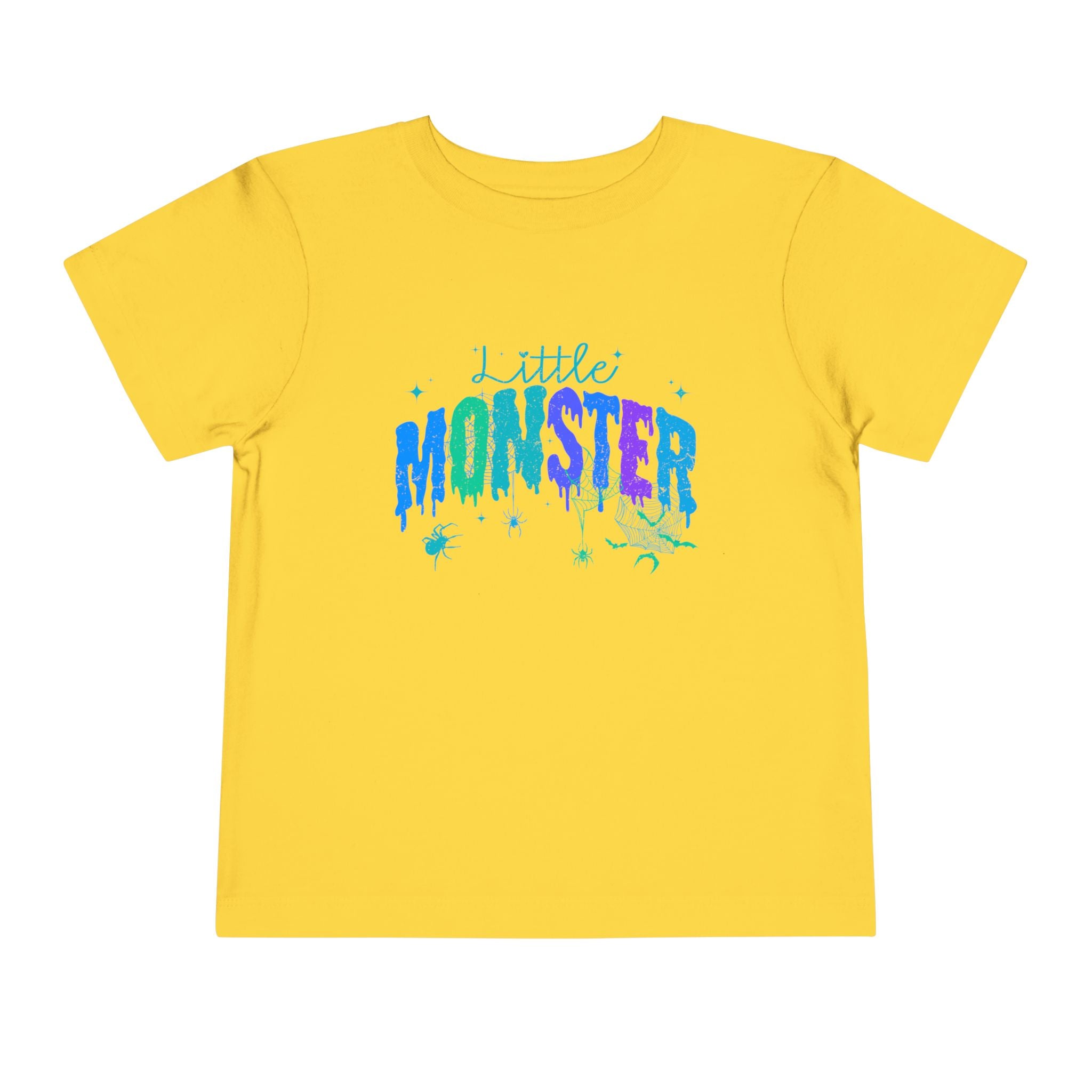 Toddler "Little Monster" Halloween Short Sleeve Tee in Blues and Greens
