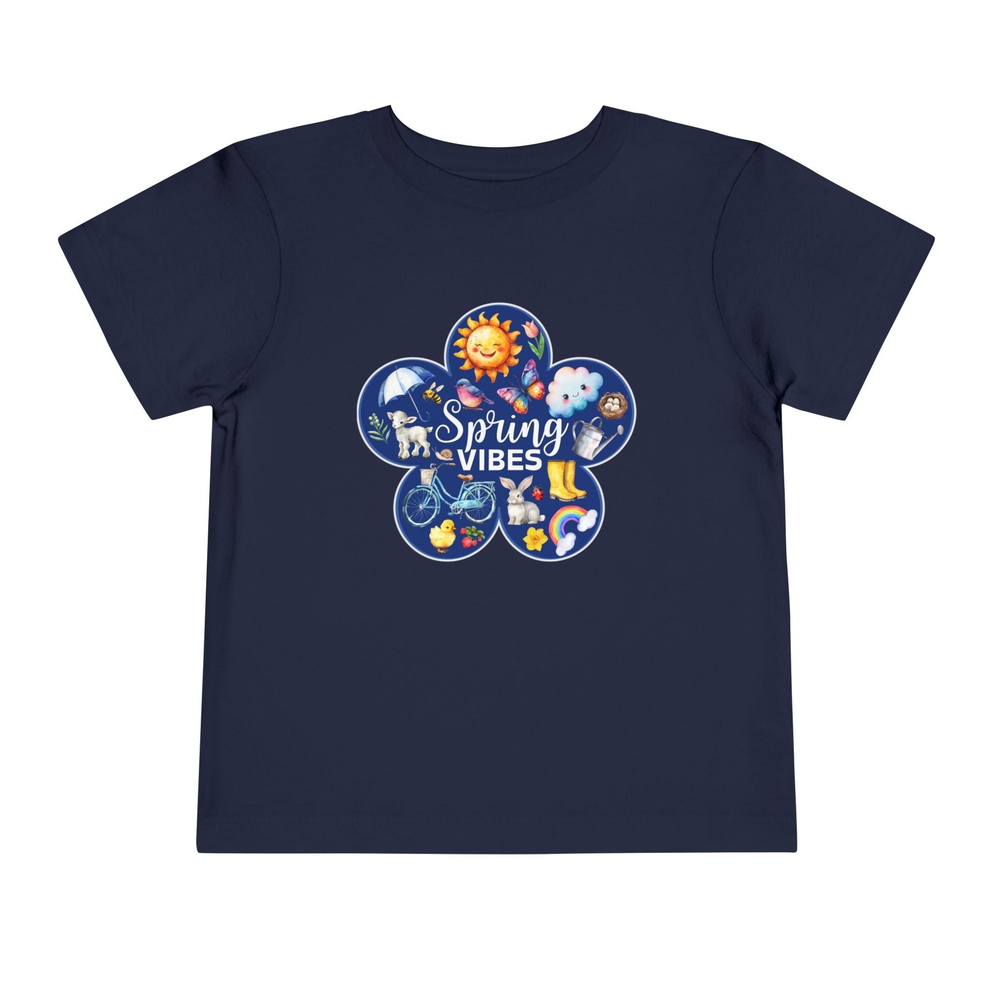 Toddler "Spring Vibes" Blue Bloom Short Sleeve Tee