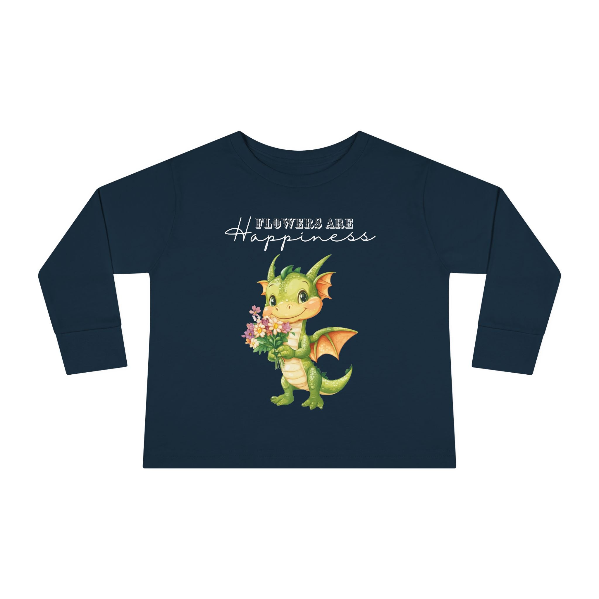 Toddler "Flowers are Happiness" DRAGO Long Sleeve Tee