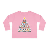 "Joy Peace Love" Toddler Christmas Shirt - Cozy Long Sleeve Holiday Tee With Penguin Design