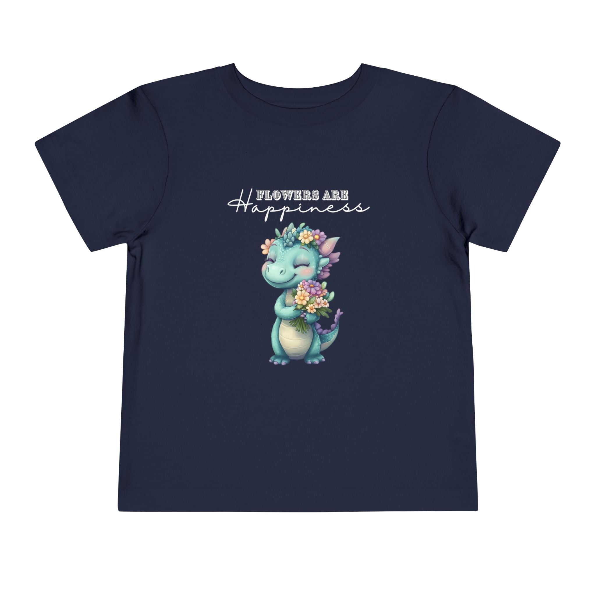 Toddler "Flowers are Happiness" DINA Unisex Short Sleeve Tee