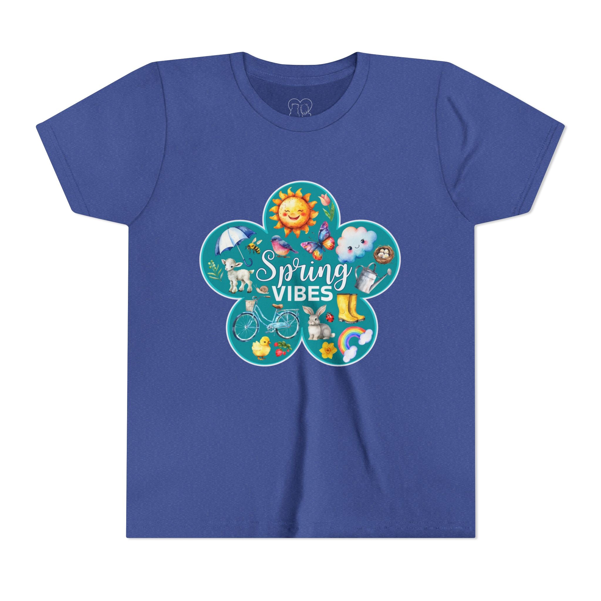 Kids "Spring Vibes" Teal Blossom Unisex Short Sleeve Tee