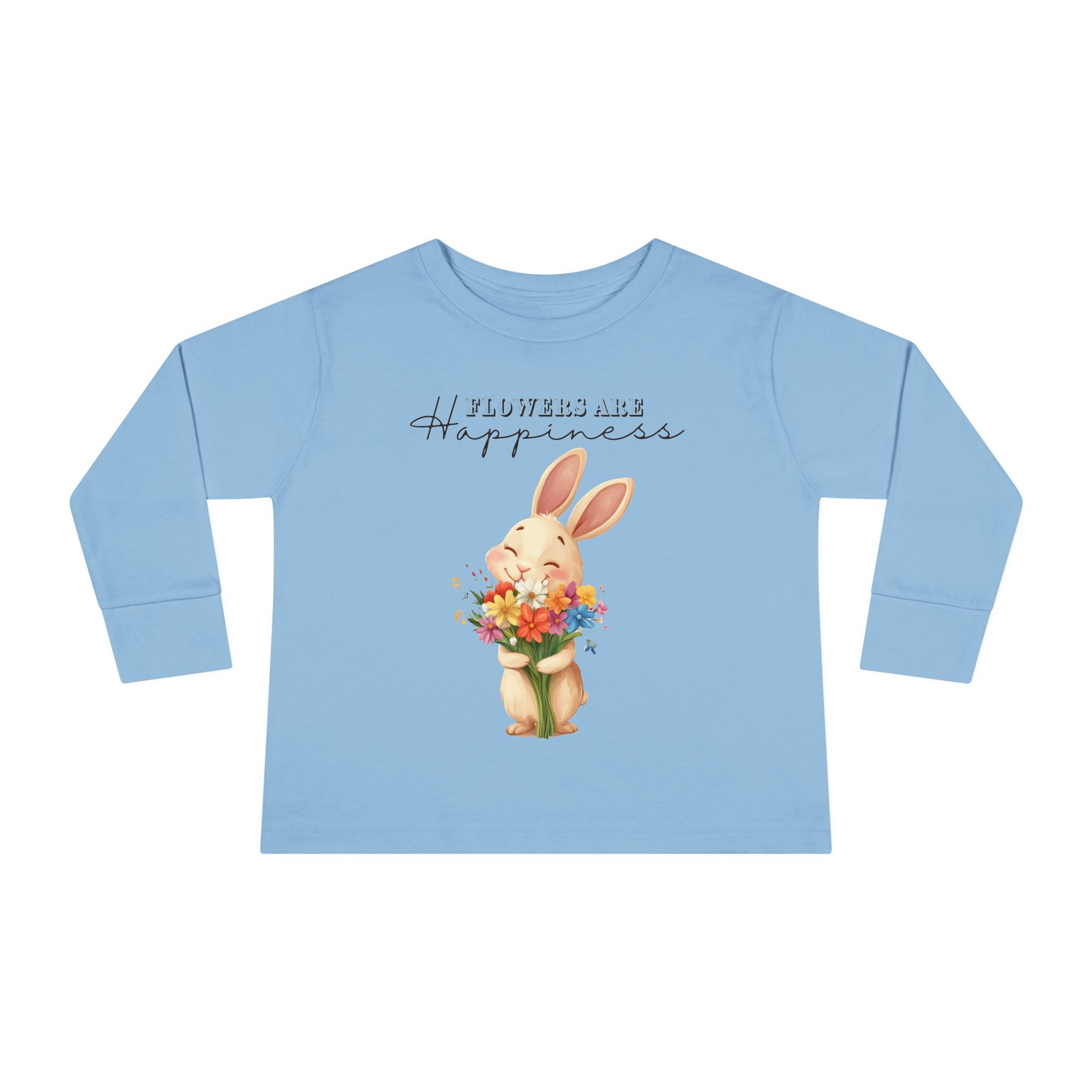 Toddler "Flowers are Happiness" VALENTINA Long Sleeve Tee