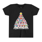 "Joy Peace Love" Kids Christmas Tee – Holiday Shirt, Penguin Graphic Tee