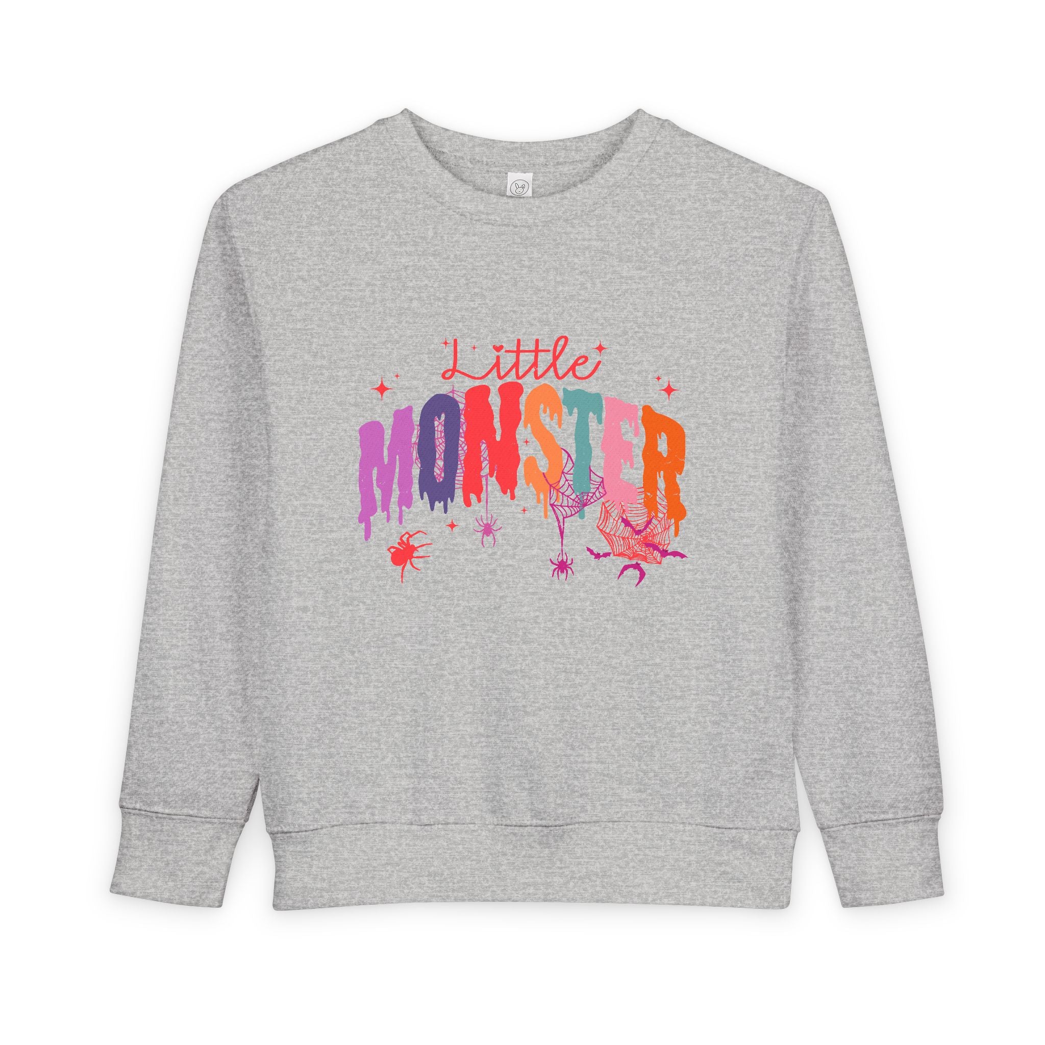 Toddler "Little Monster" Halloween Sweatshirt in Reds and Pinks