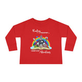 Toddler Tee — "Kindness is Power, Boundless Adventures" Rainbow Puppy Long Sleeve