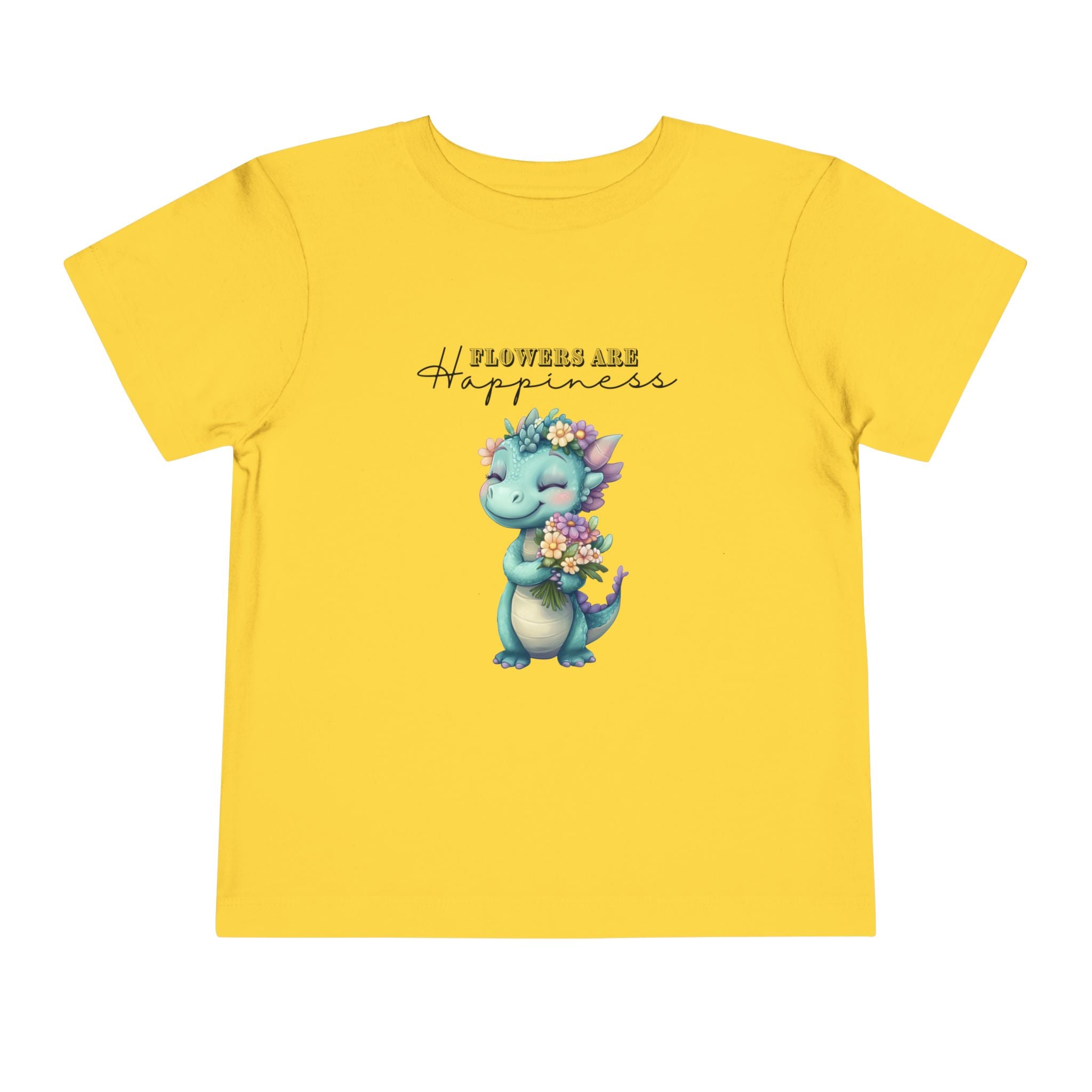 Toddler "Flowers are Happiness" DINA Unisex Short Sleeve Tee