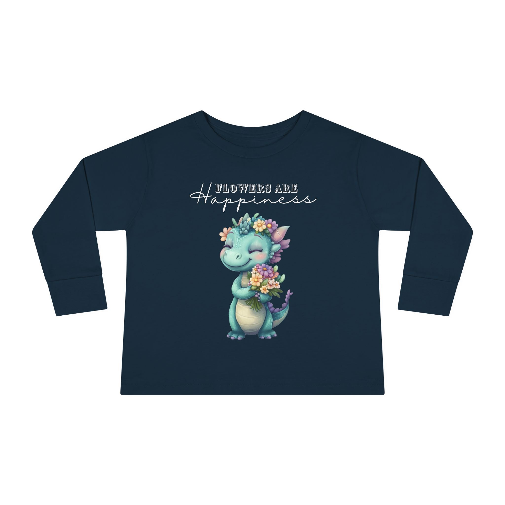 Toddler "Flowers are Happiness" DINA Long Sleeve Tee