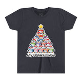 "Joy Peace Love" Kids Christmas Tee – Holiday Shirt, Penguin Graphic Tee