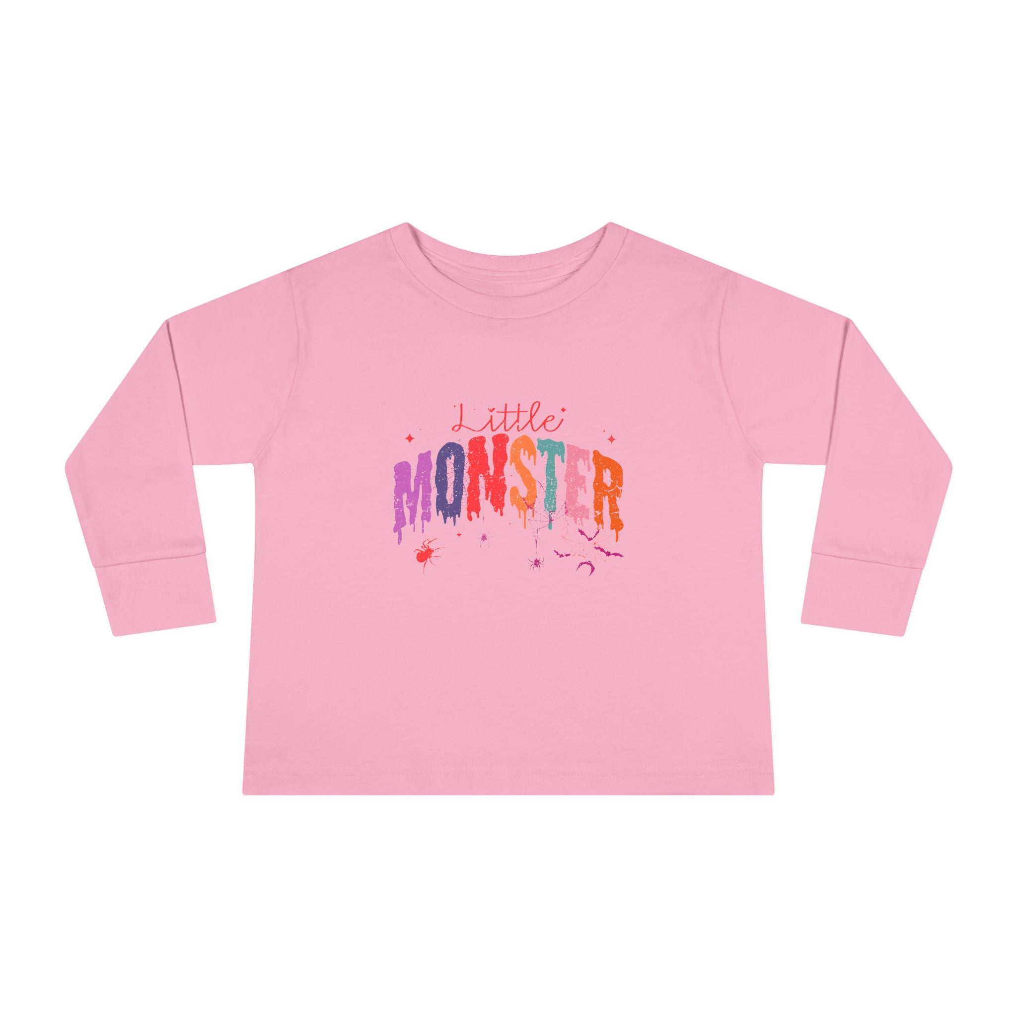Toddler "Little Monster" Long Sleeve Tee in Reds and Pinks