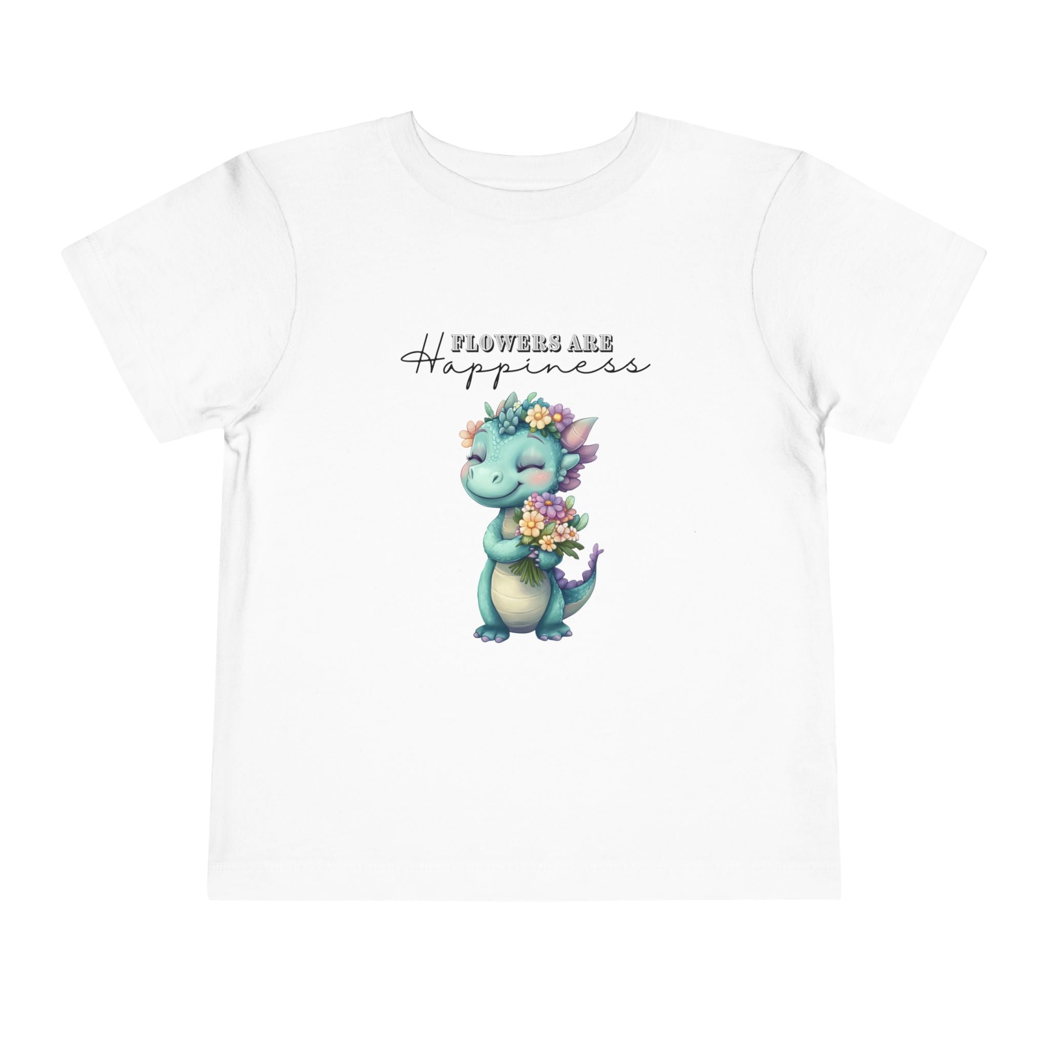 Toddler "Flowers are Happiness" DINA Unisex Short Sleeve Tee
