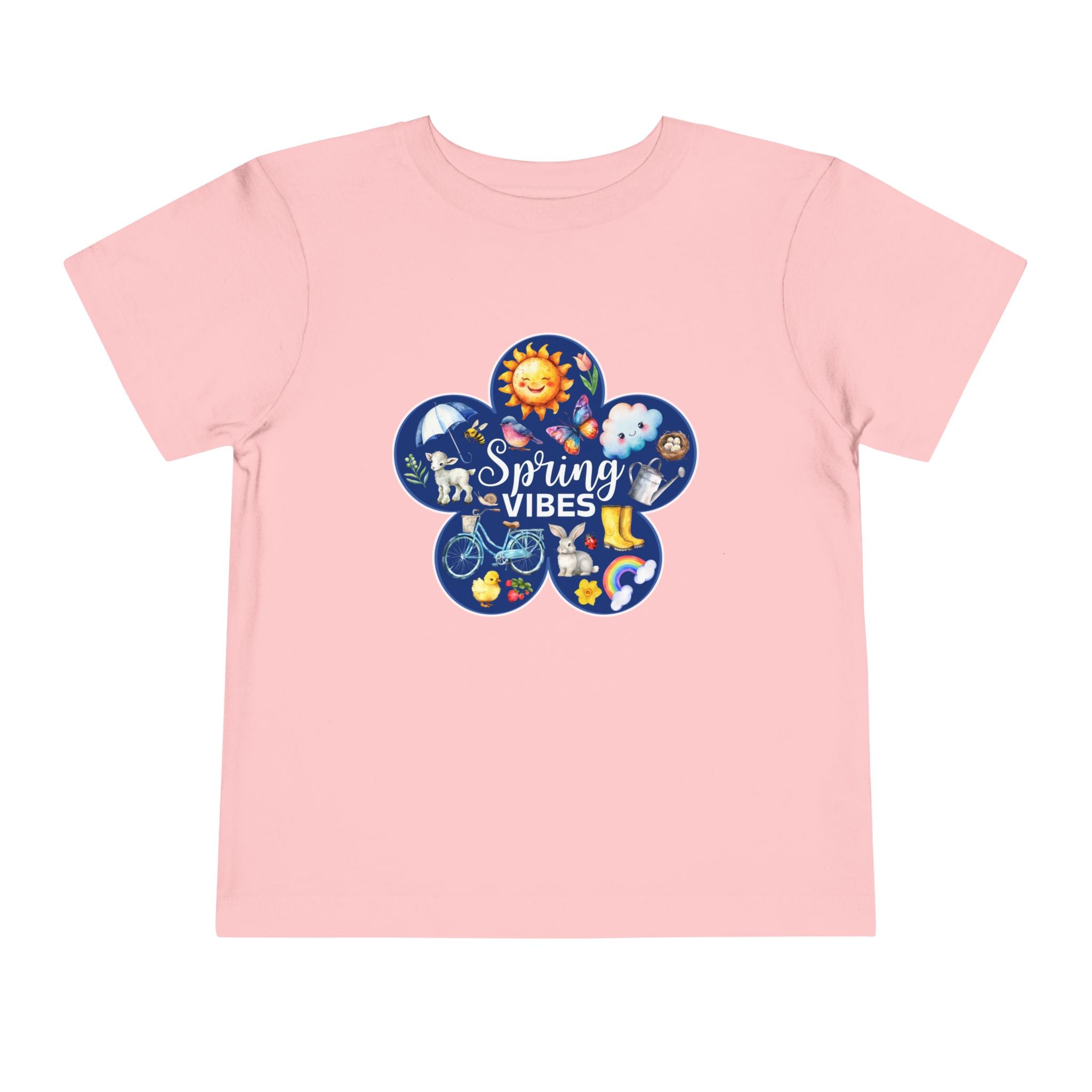 Toddler "Spring Vibes" Blue Bloom Short Sleeve Tee
