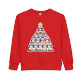 "Joy Peace Love" Toddler Christmas Sweatshirt - Cozy Kids Winter Wear, Soft Cotton Blend Crewneck