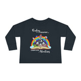Toddler Tee — "Kindness is Power, Boundless Adventures" Rainbow Puppy Long Sleeve