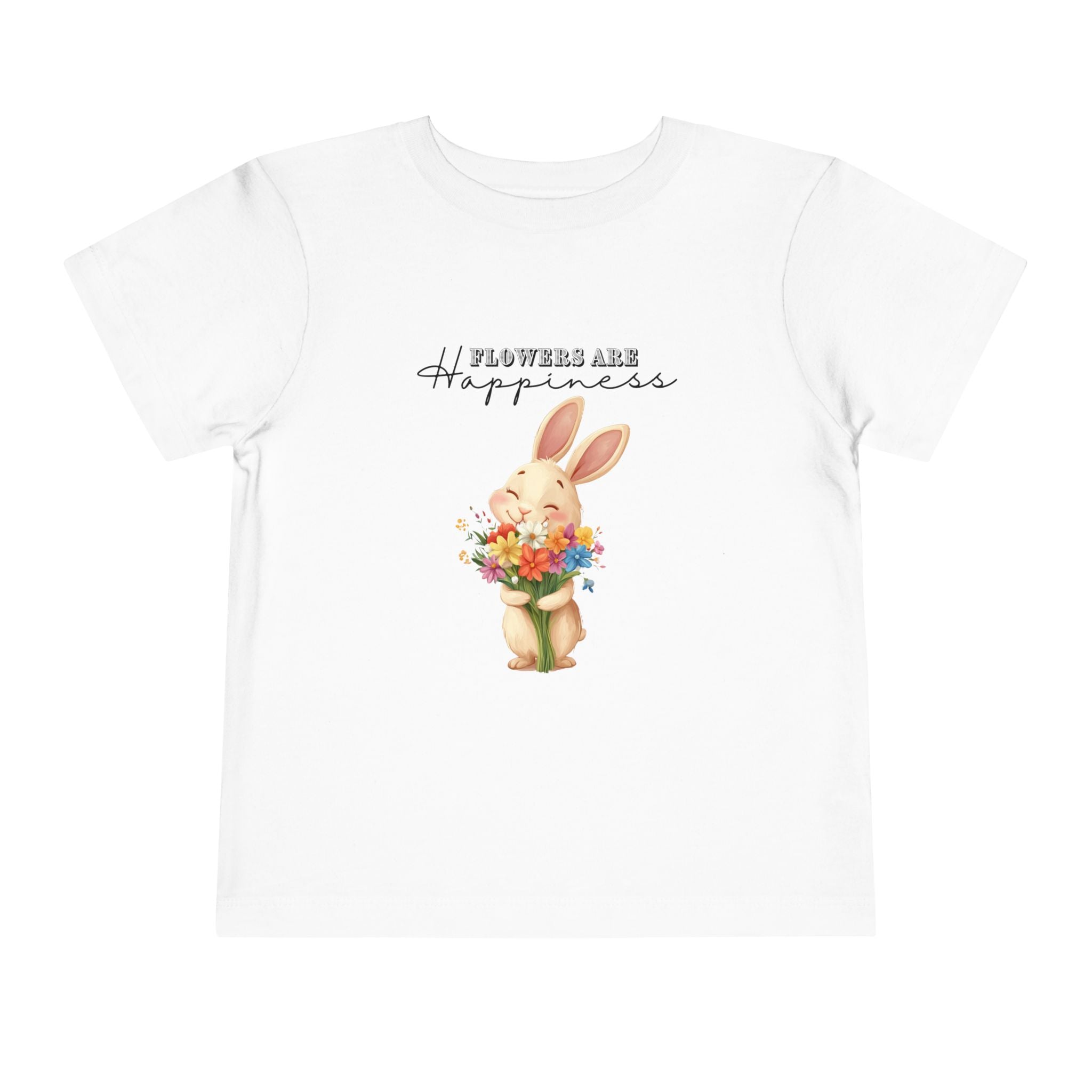 Toddler "Flowers are Happiness" VALENTINA Unisex Short Sleeve Tee