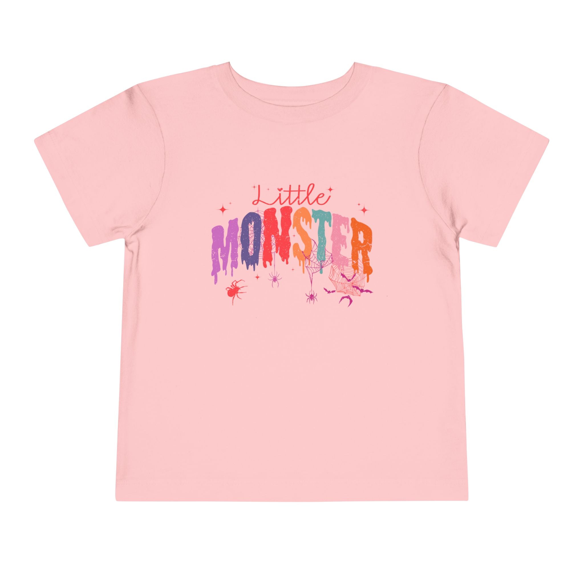 Toddler "Little Monster" Short Sleeve Tee in Reds and Pinks