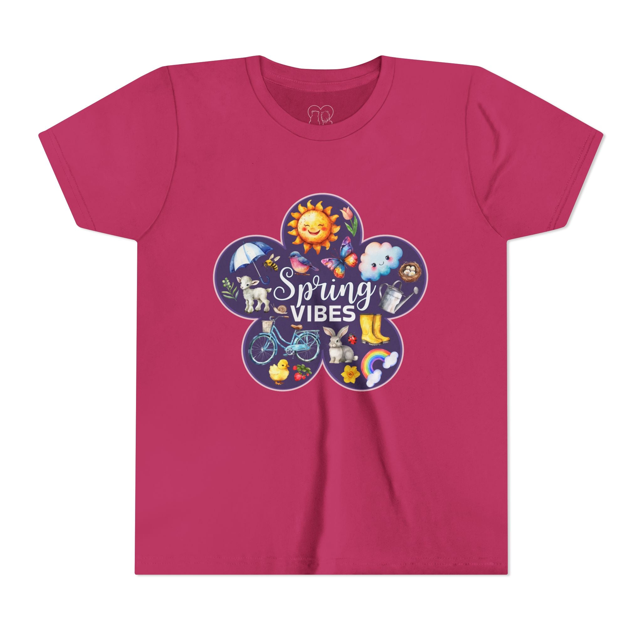 Kids "Spring Vibes" Purple Bloom Unisex Short Sleeve Tee