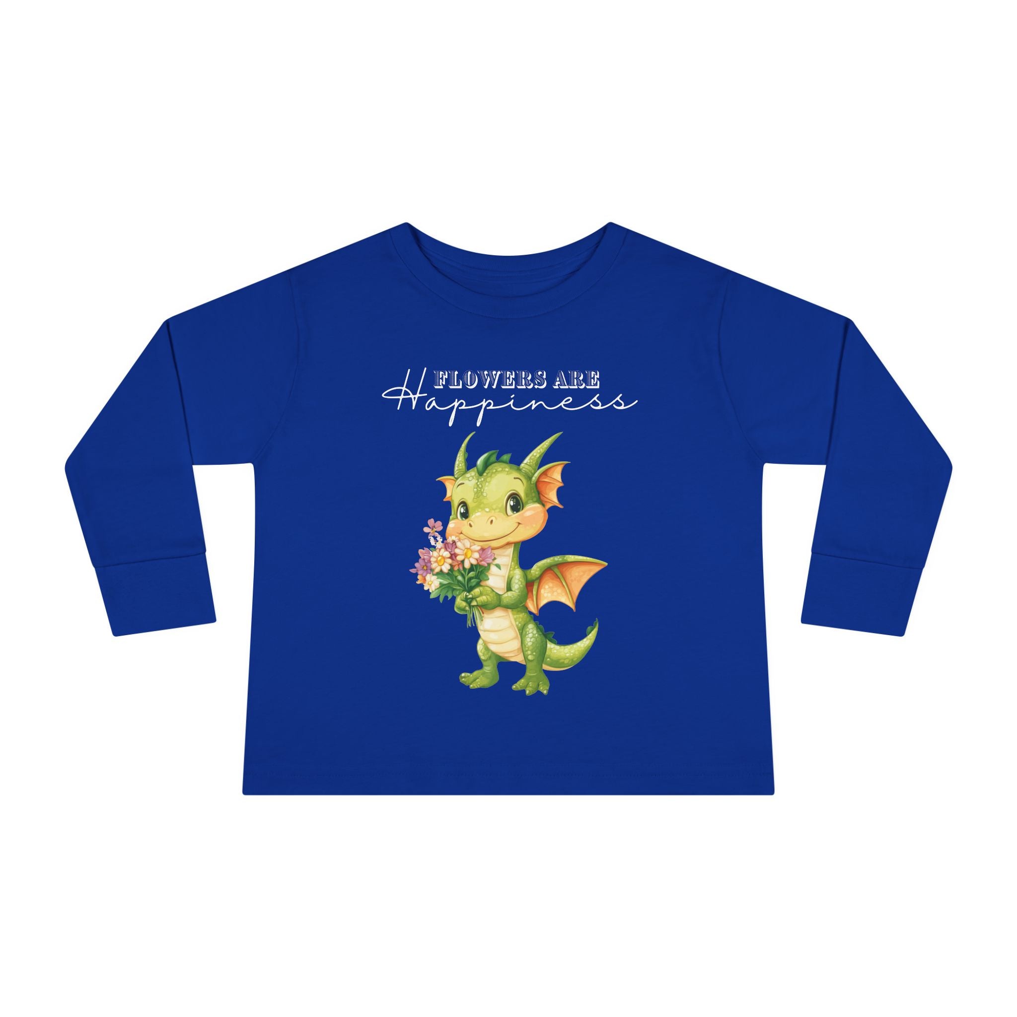Toddler "Flowers are Happiness" DRAGO Long Sleeve Tee