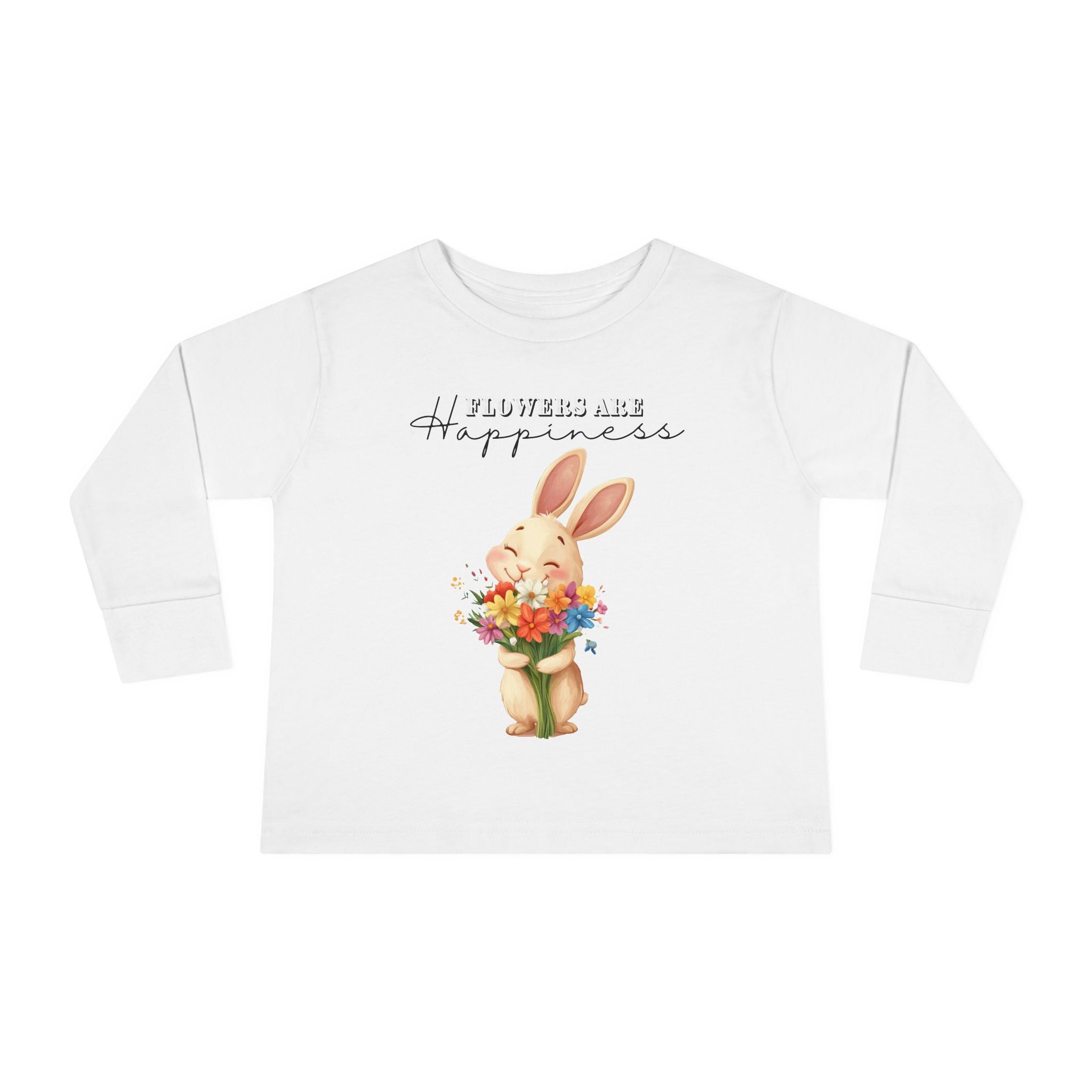 Toddler "Flowers are Happiness" VALENTINA Long Sleeve Tee