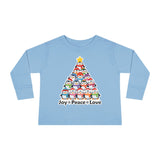 "Joy Peace Love" Toddler Christmas Shirt - Cozy Long Sleeve Holiday Tee With Penguin Design