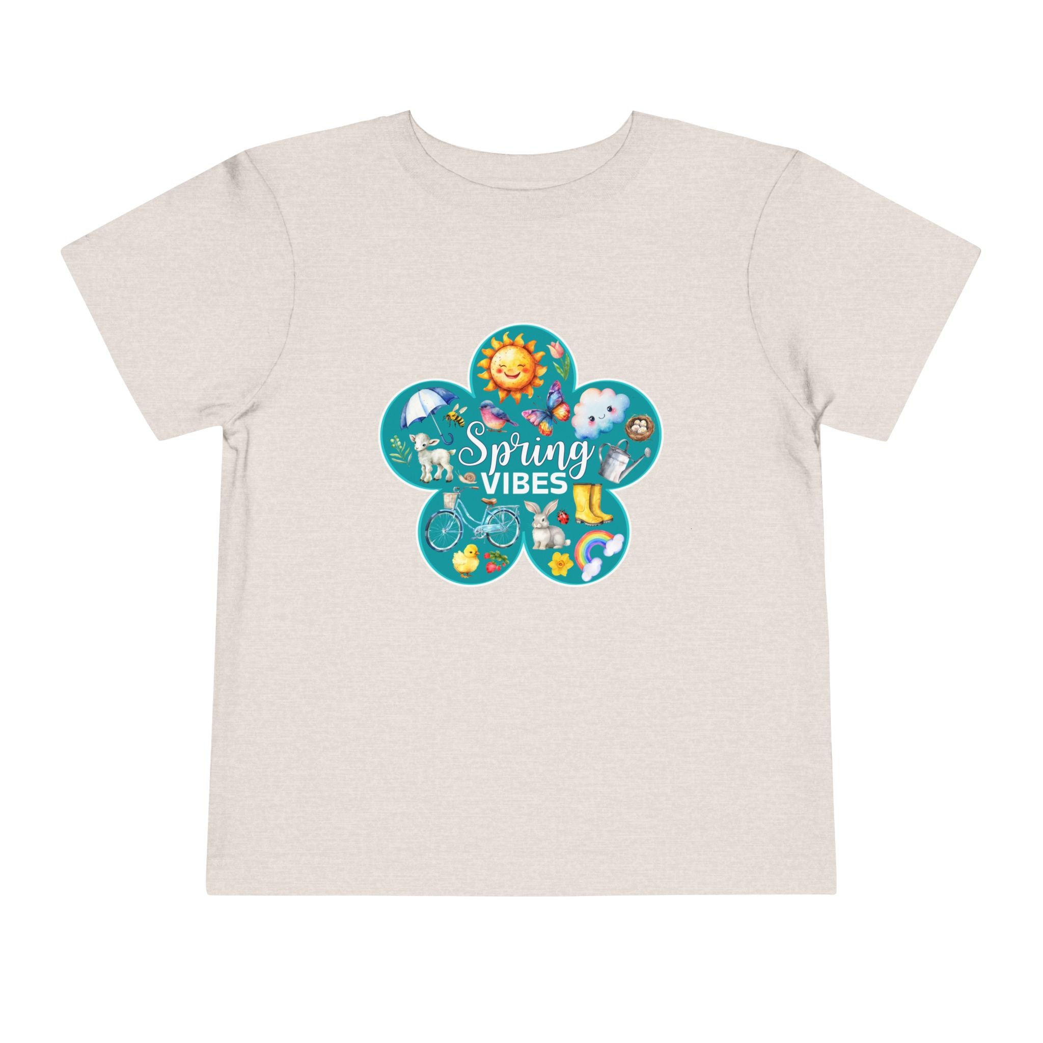 Toddler "Spring Vibes" Teal Bloom Short Sleeve Tee
