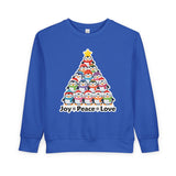 "Joy Peace Love" Toddler Christmas Sweatshirt - Cozy Kids Winter Wear, Soft Cotton Blend Crewneck