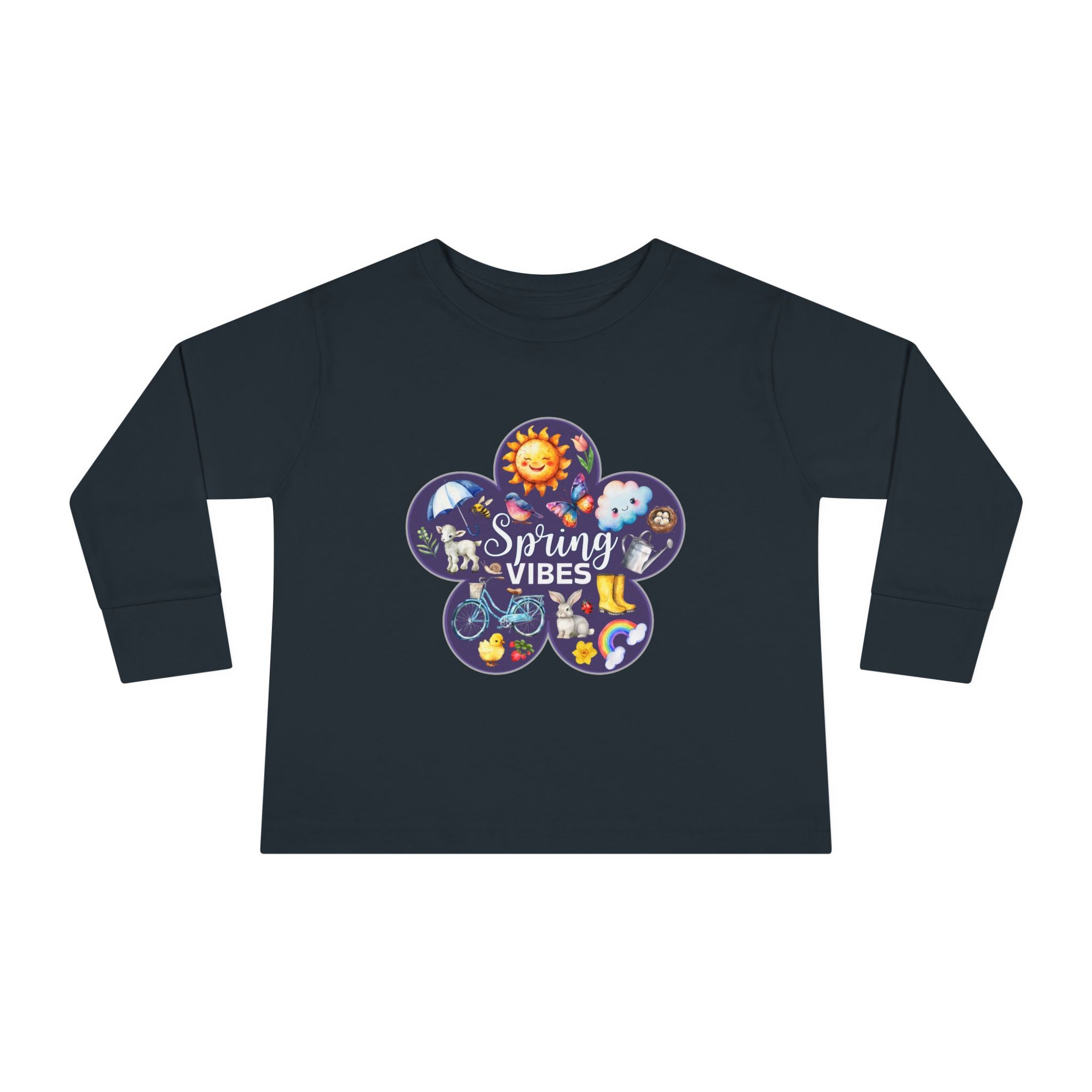 Toddler "Spring Vibes" Purple Bloom Unisex Long Sleeve Tee