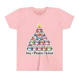 "Joy Peace Love" Kids Christmas Tee – Holiday Shirt, Penguin Graphic Tee