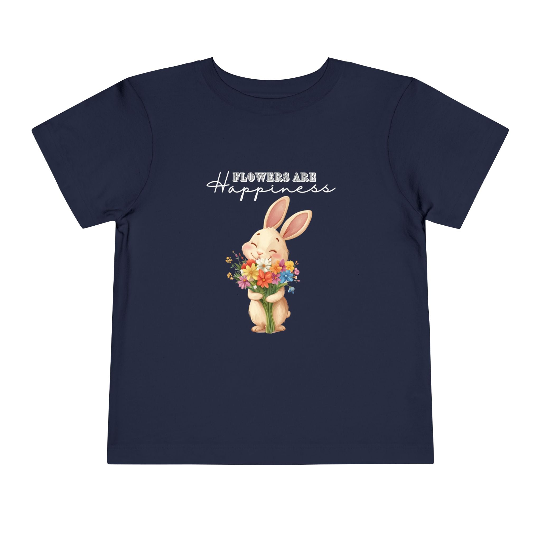 Toddler "Flowers are Happiness" VALENTINA Short Sleeve Tee