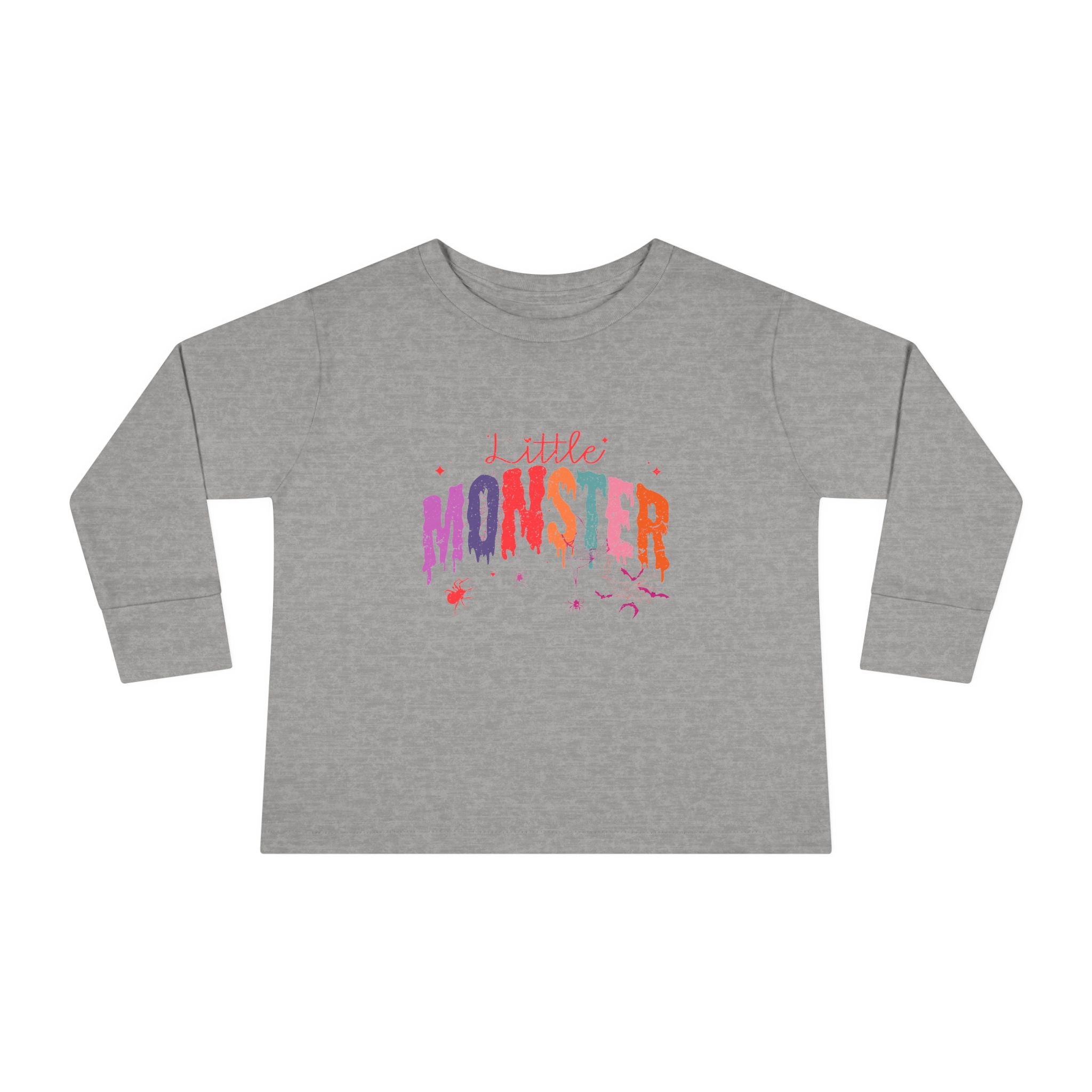 Toddler "Little Monster" Long Sleeve Tee in Reds and Pinks