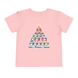 "Joy Peace Love" Toddler Christmas Tee - Holiday Penguin Shirt, Soft Cotton T-Shirt