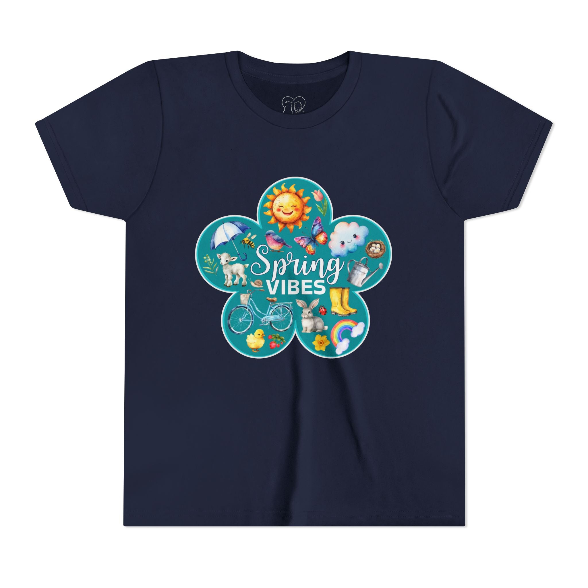 Kids "Spring Vibes" Teal Blossom Unisex Short Sleeve Tee