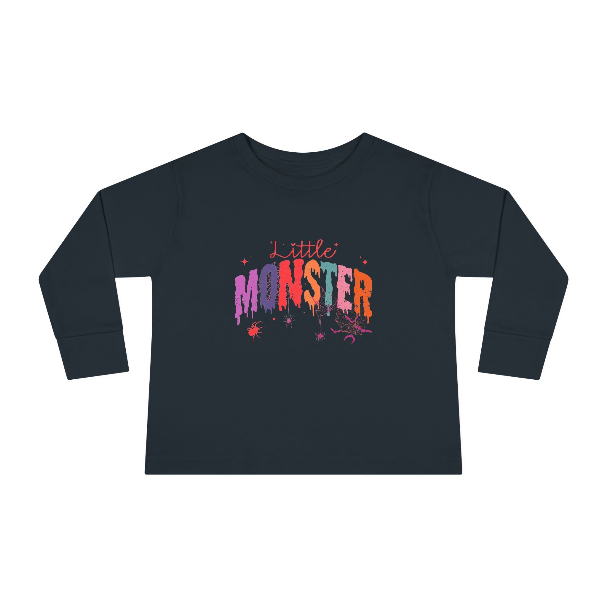 Toddler "Little Monster" Long Sleeve Tee in Reds and Pinks