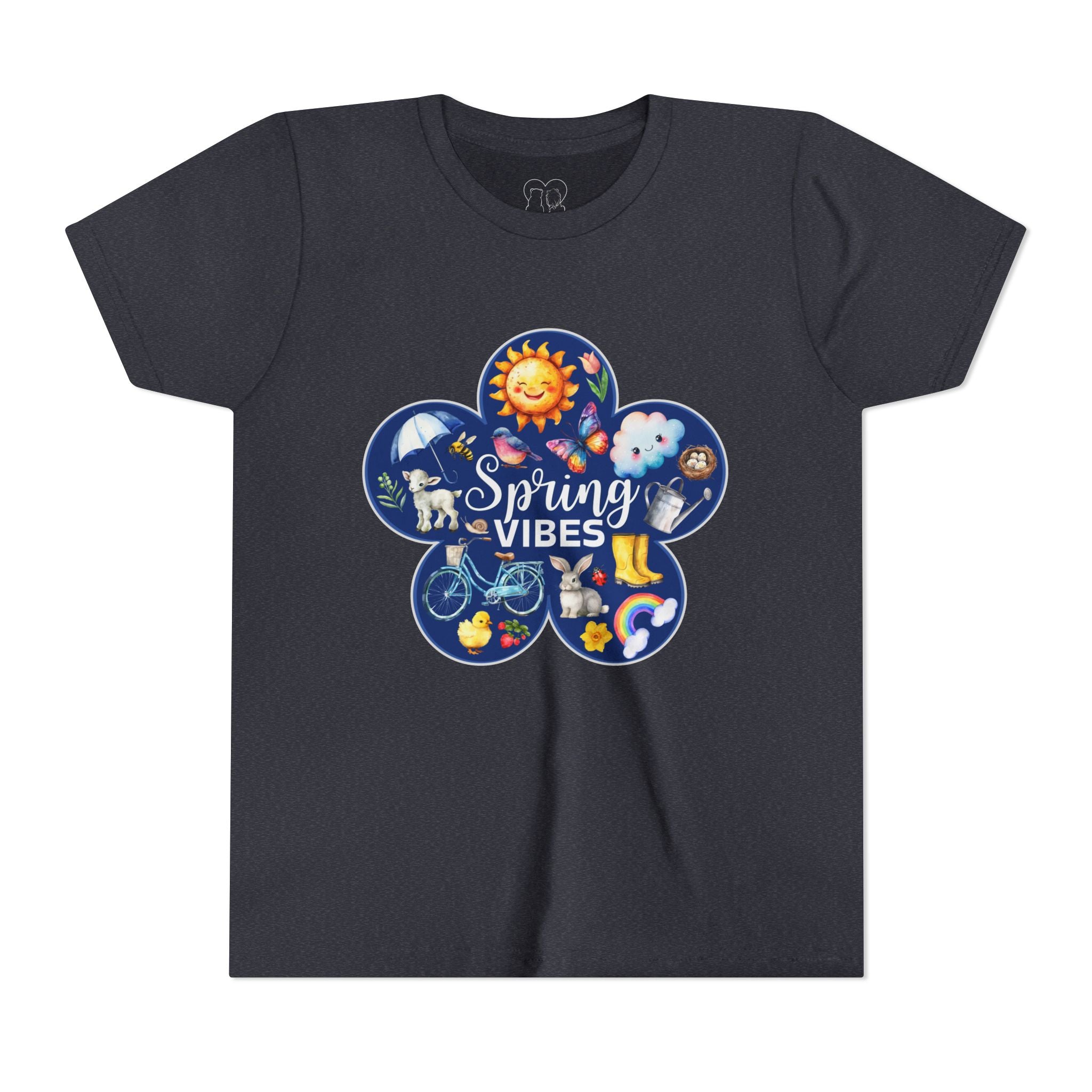 Kids "Spring Vibes" Blue Bloom Short Sleeve Tee