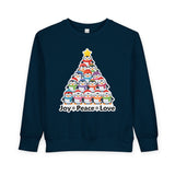 "Joy Peace Love" Toddler Christmas Sweatshirt - Cozy Kids Winter Wear, Soft Cotton Blend Crewneck