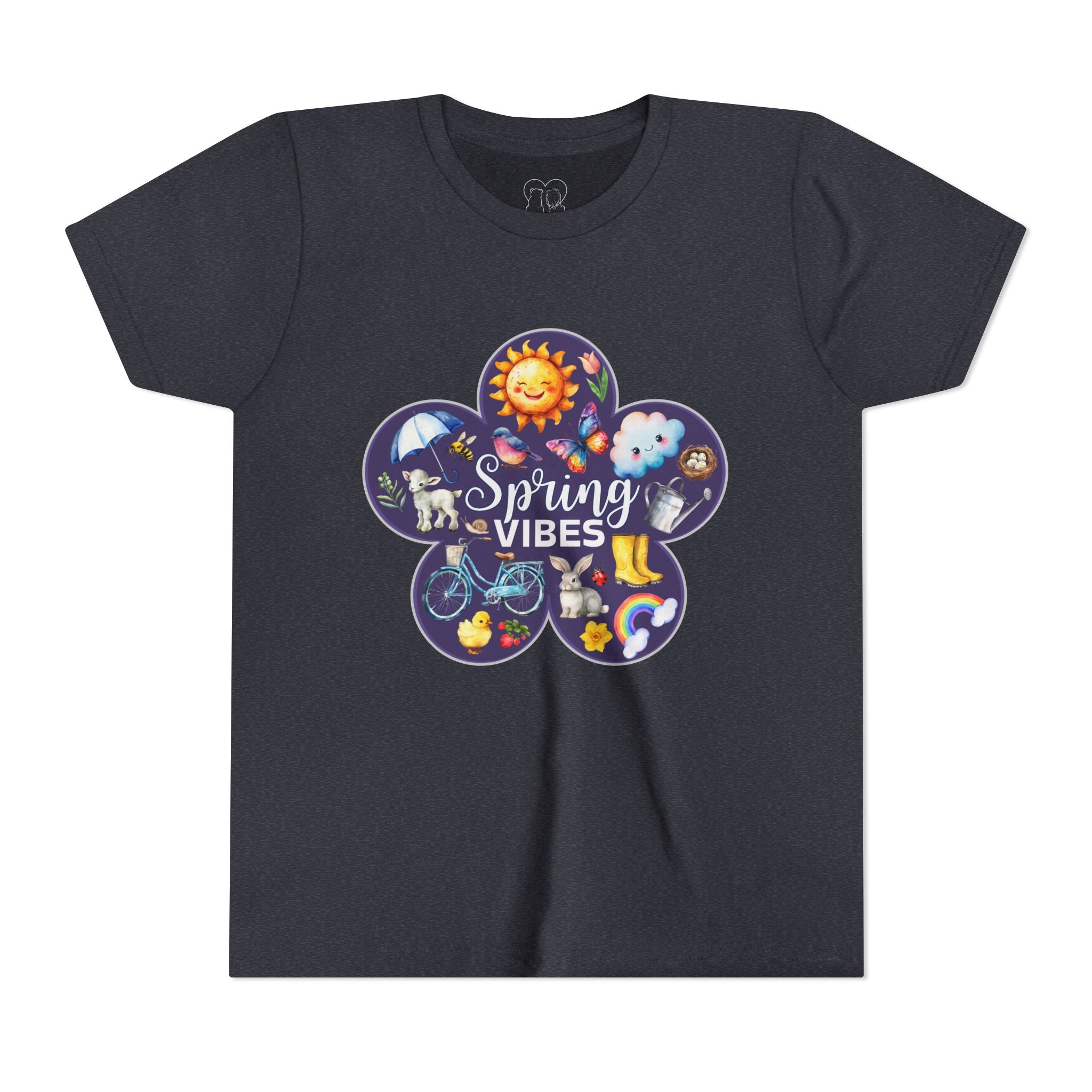 Kids "Spring Vibes" Purple Bloom Unisex Short Sleeve Tee