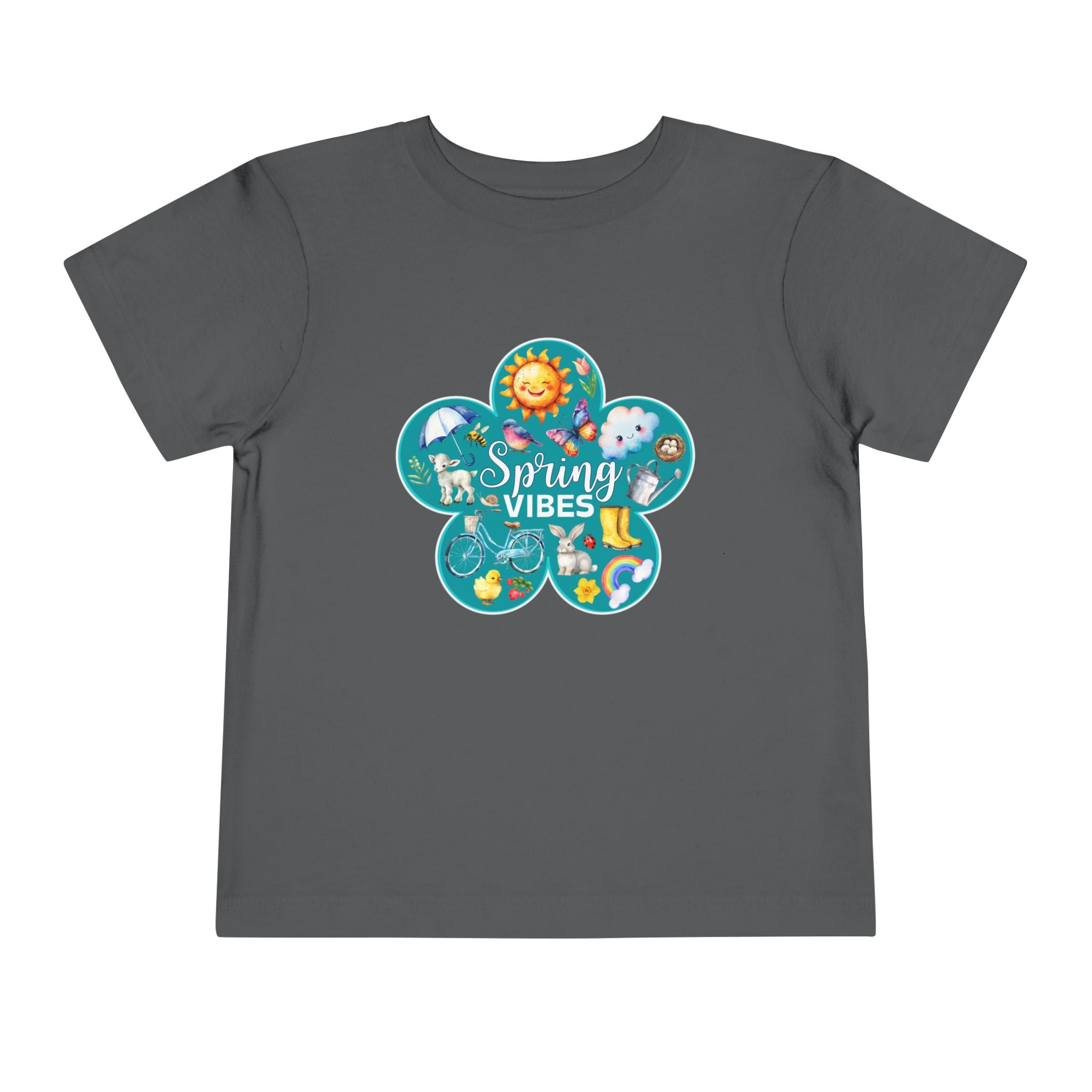 Toddler "Spring Vibes" Teal Bloom Short Sleeve Tee