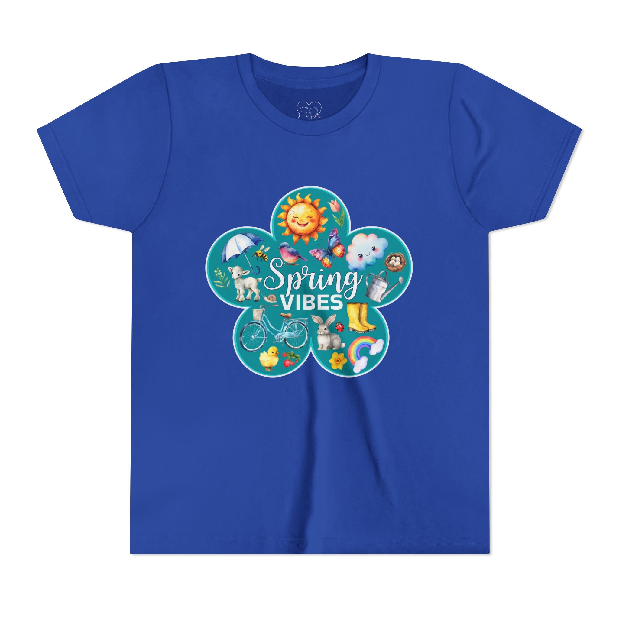 Kids "Spring Vibes" Teal Blossom Unisex Short Sleeve Tee