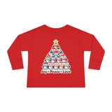 "Joy Peace Love" Toddler Christmas Shirt - Cozy Long Sleeve Holiday Tee With Penguin Design