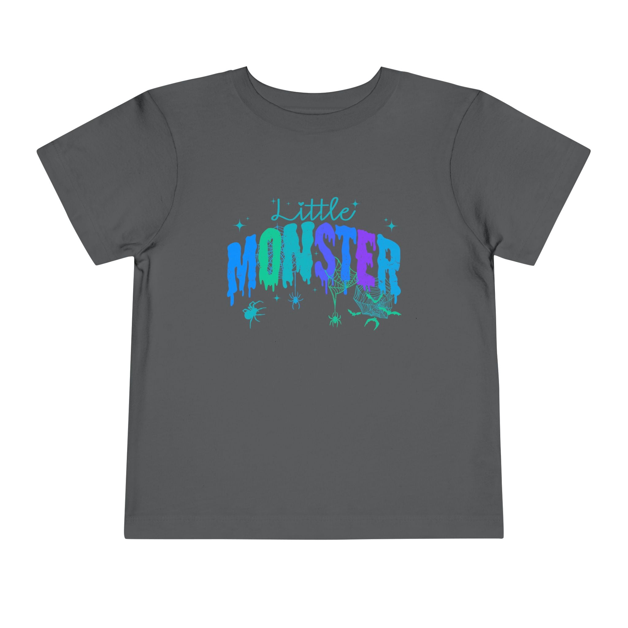 Toddler "Little Monster" Halloween Short Sleeve Tee in Blues and Greens